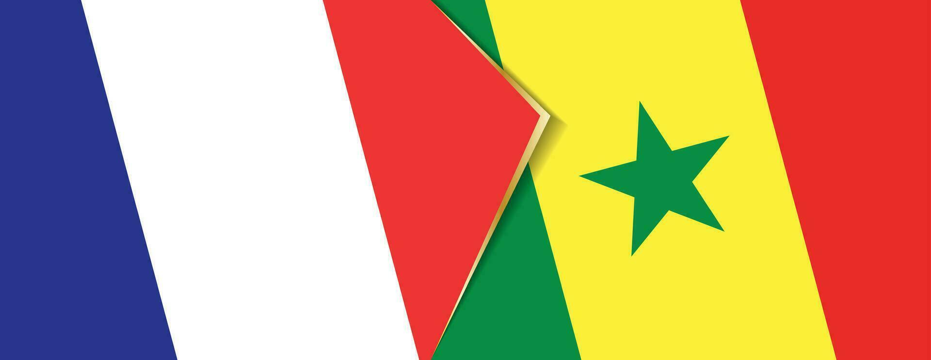 France and Senegal flags, two vector flags.