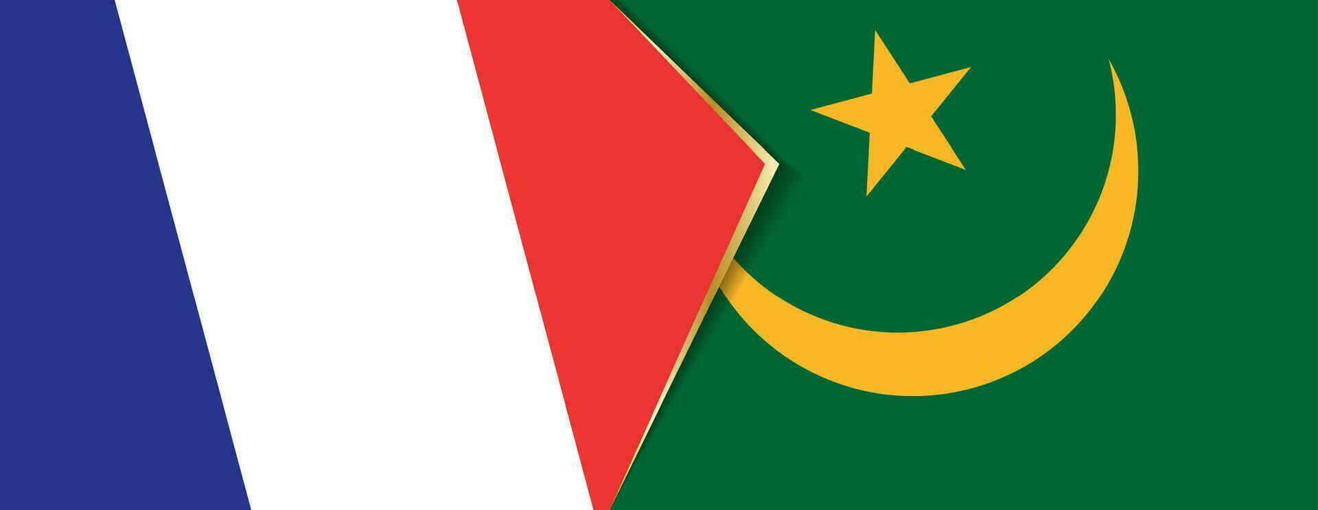 France and Mauritania flags, two vector flags.