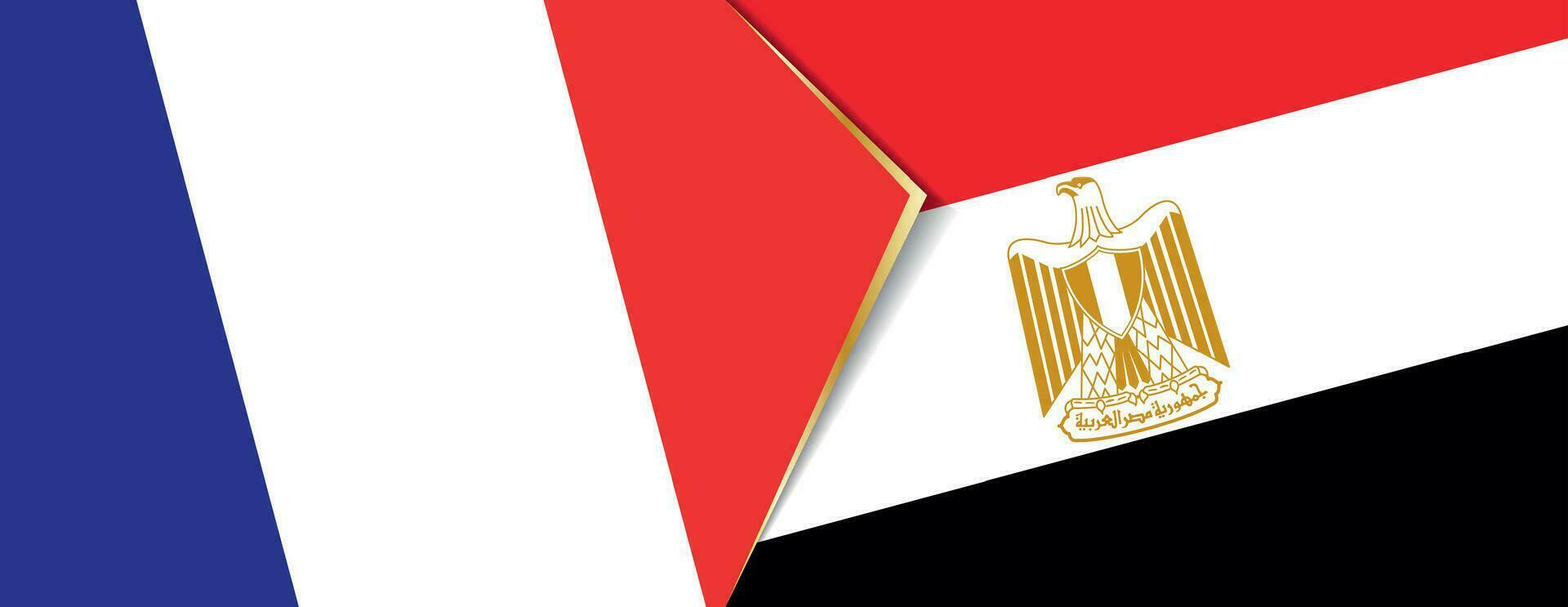 France and Egypt flags, two vector flags.