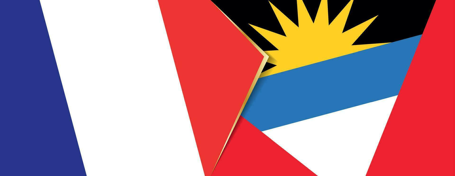 France and Antigua and Barbuda flags, two vector flags.