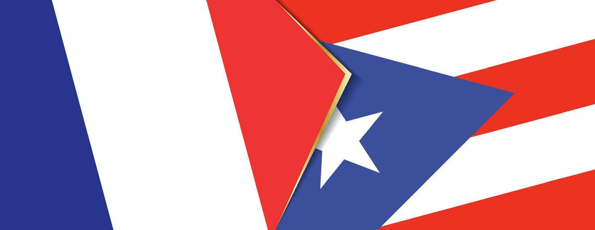 Francia y puerto rico banderas, dos vector banderas