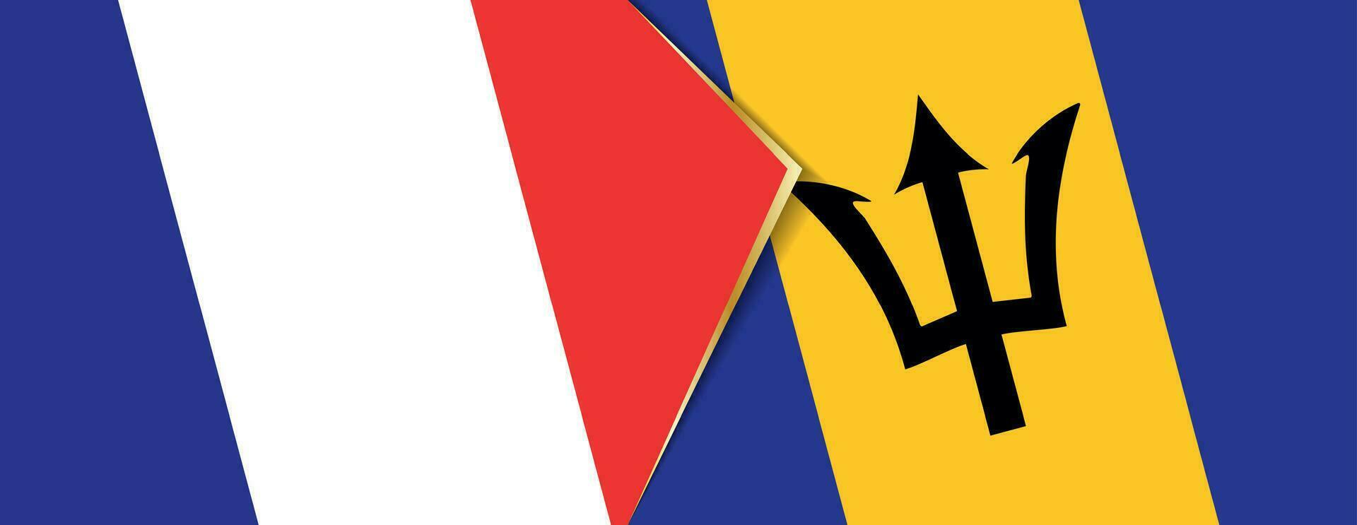 France and Barbados flags, two vector flags.