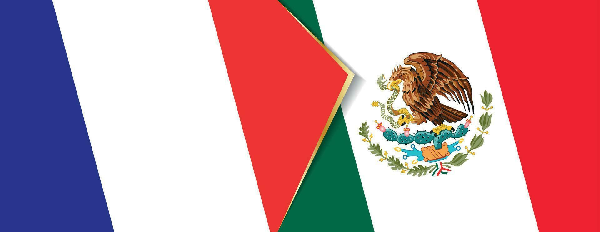 France and Mexico flags, two vector flags.