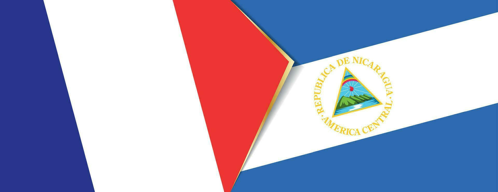 France and Nicaragua flags, two vector flags.