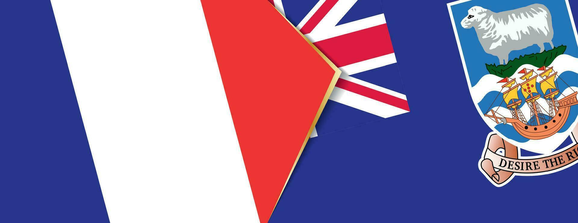 France and Falkland Islands flags, two vector flags.