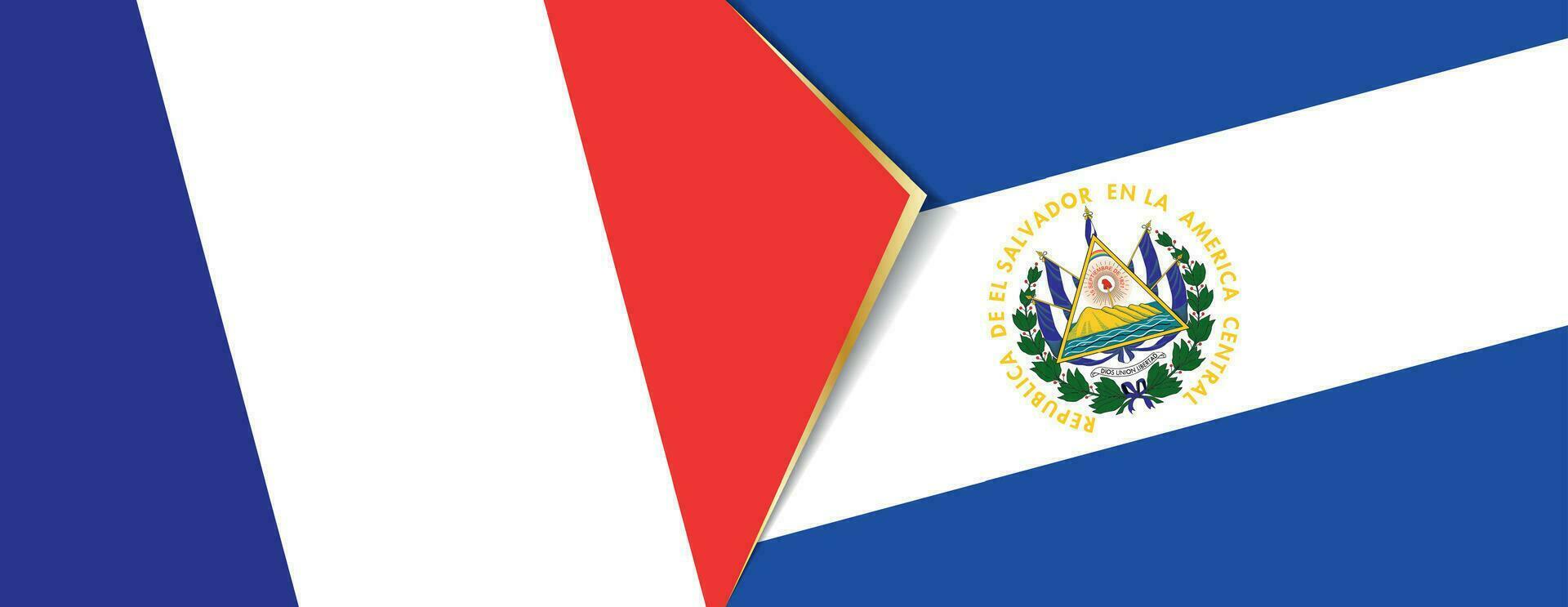France and El Salvador flags, two vector flags.