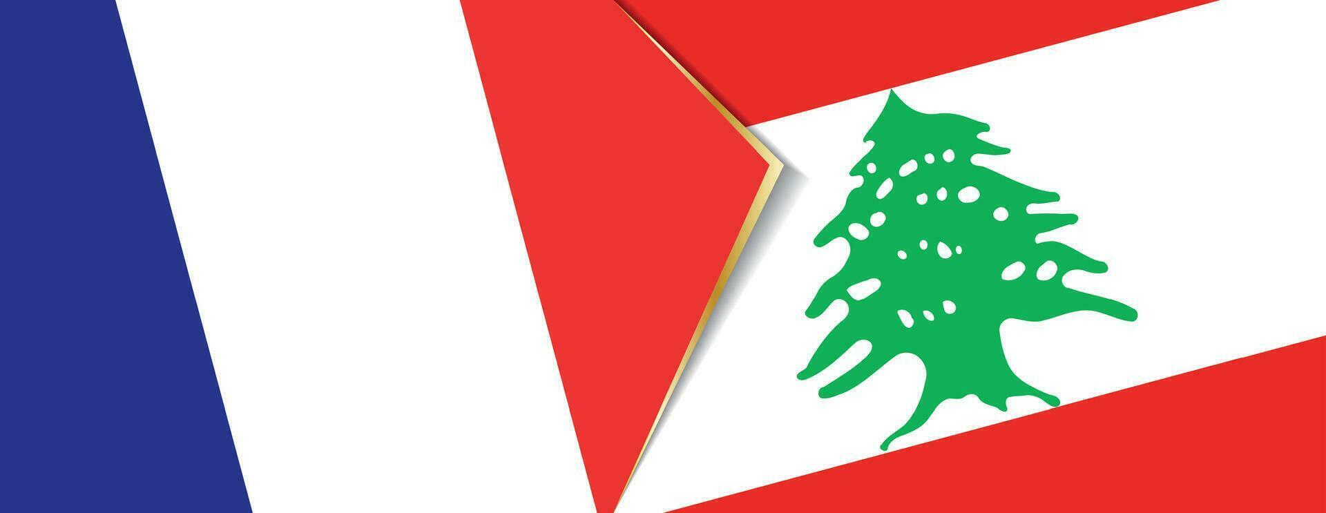 France and Lebanon flags, two vector flags.