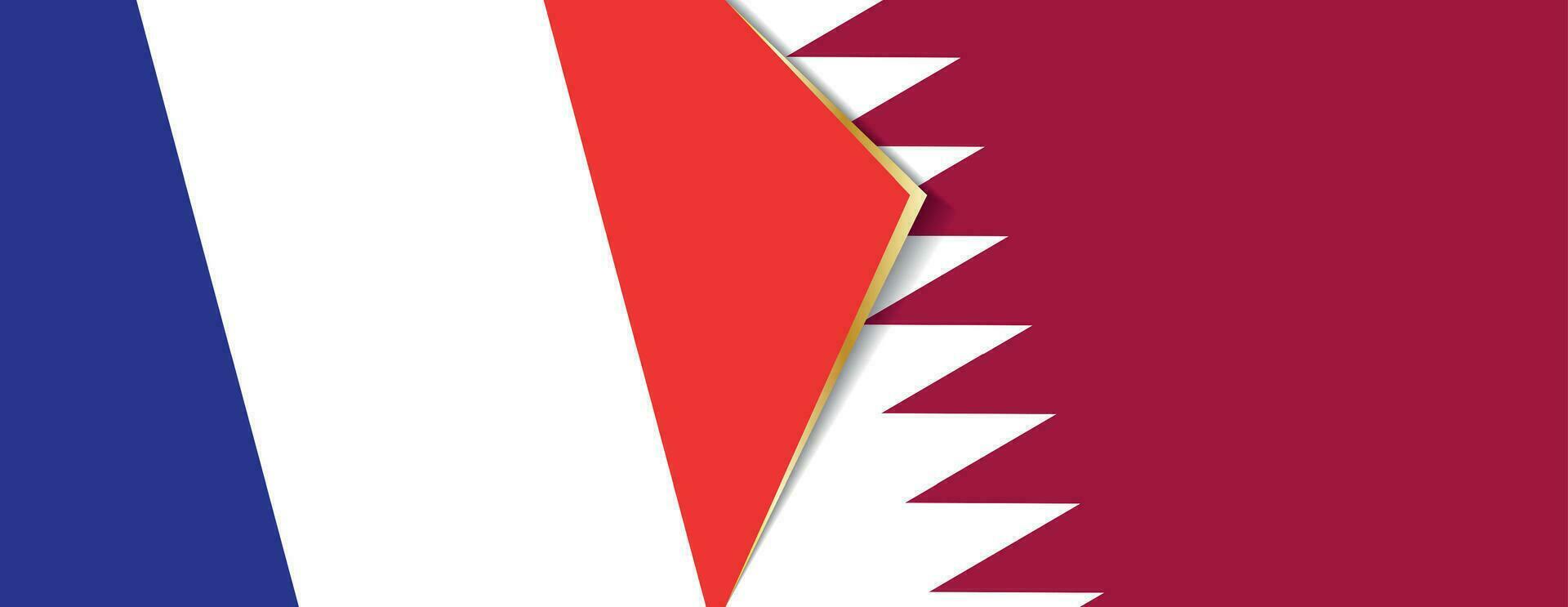 France and Qatar flags, two vector flags.
