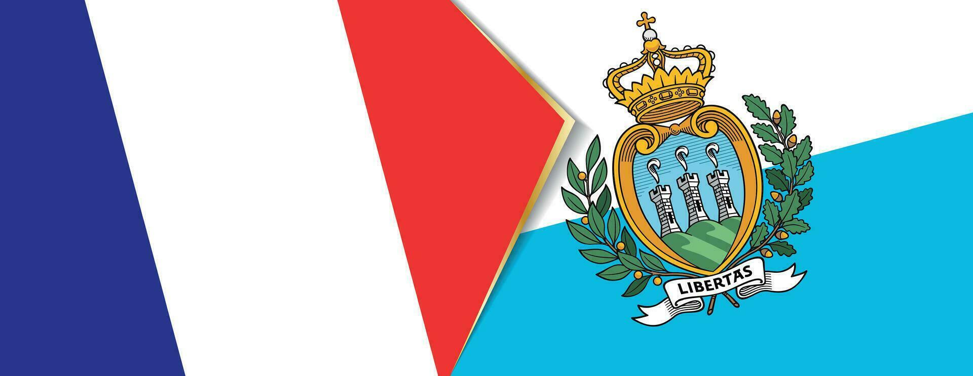 France and San Marino flags, two vector flags.