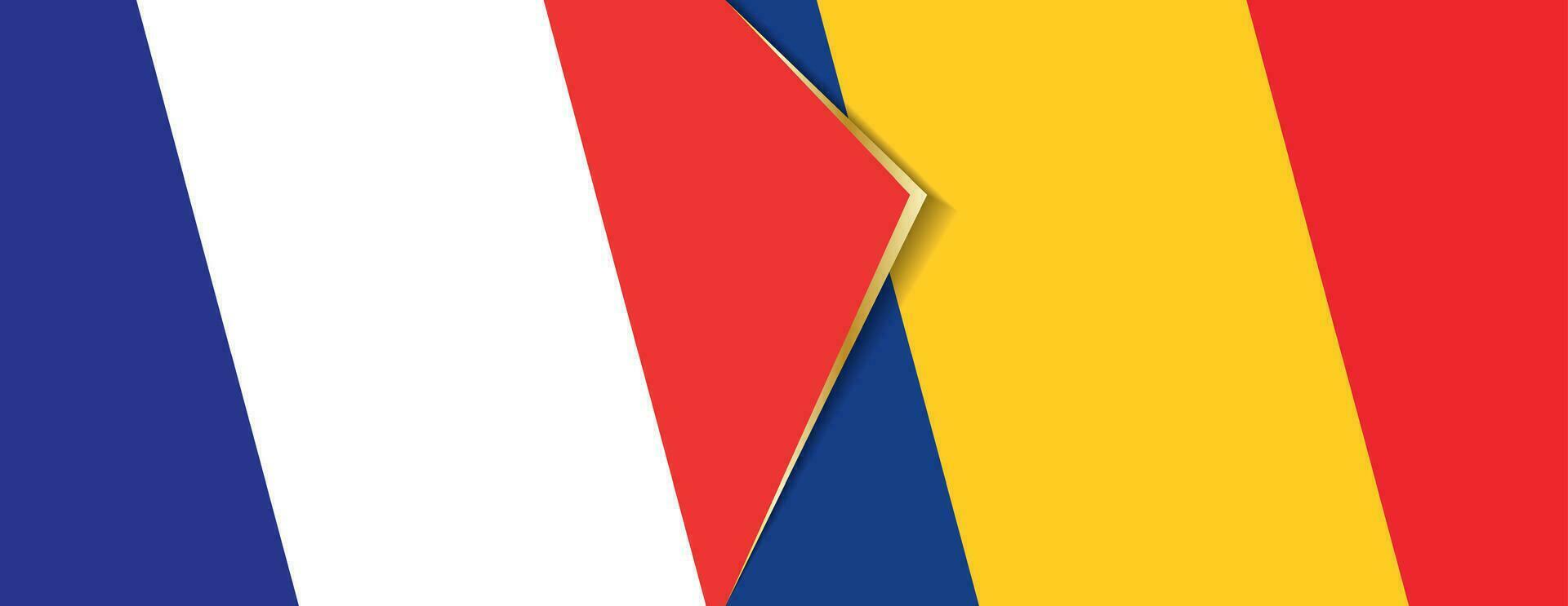 France and Romania flags, two vector flags.