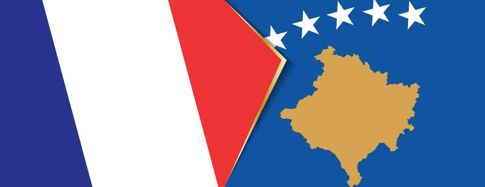 France and Kosovo flags, two vector flags.