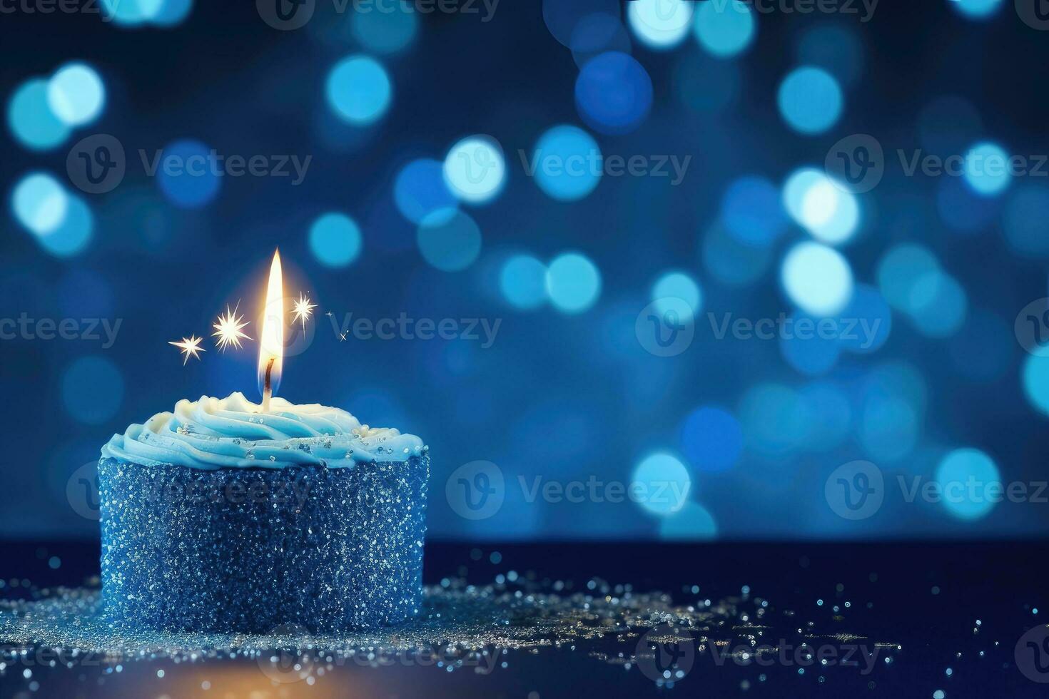 Birthday blue background - AI Generative photo