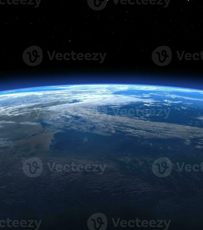 Planet earth horizon in space - 3D render photo