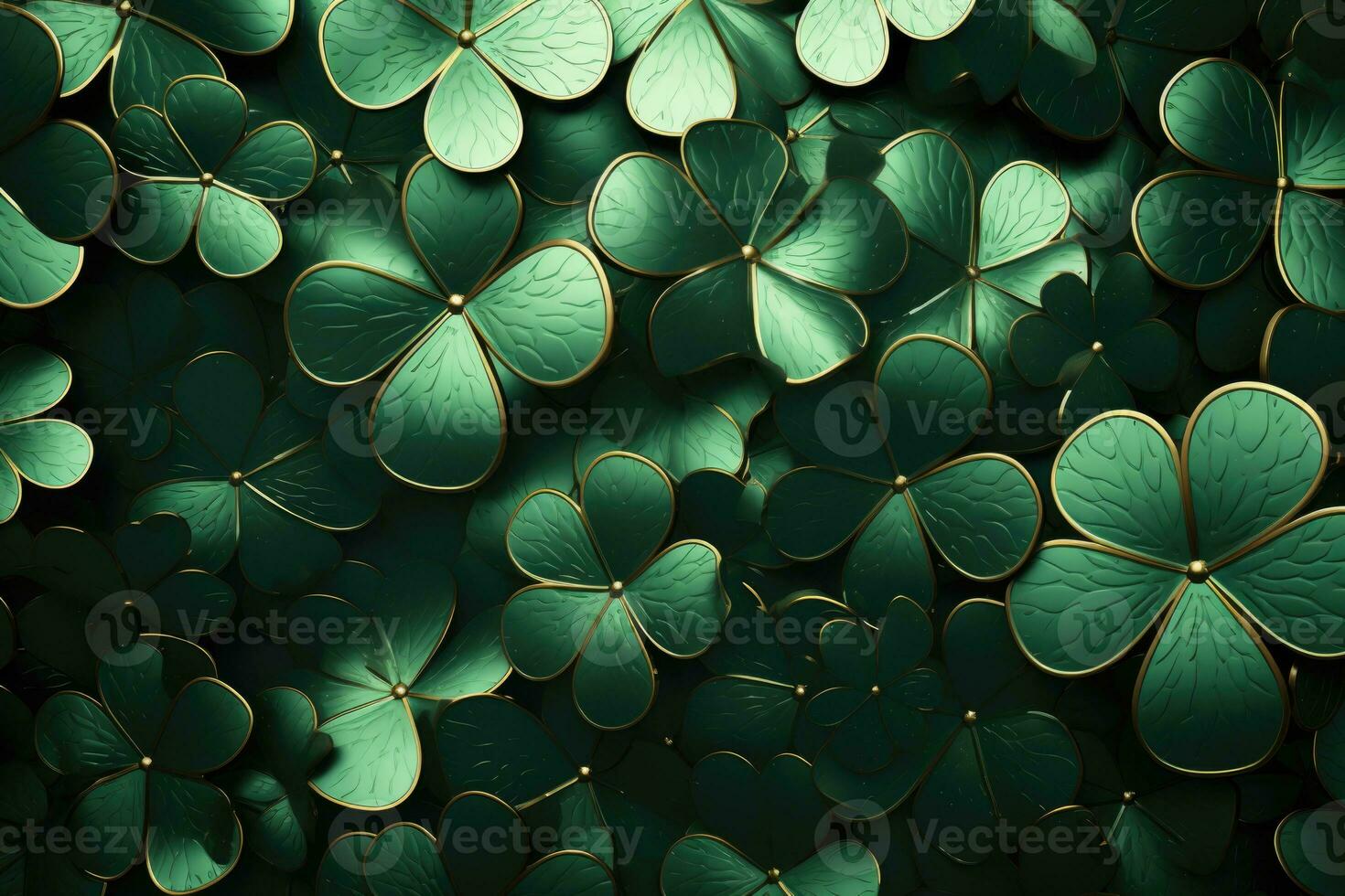 Green clover leaves with space for text. AI generated photo
