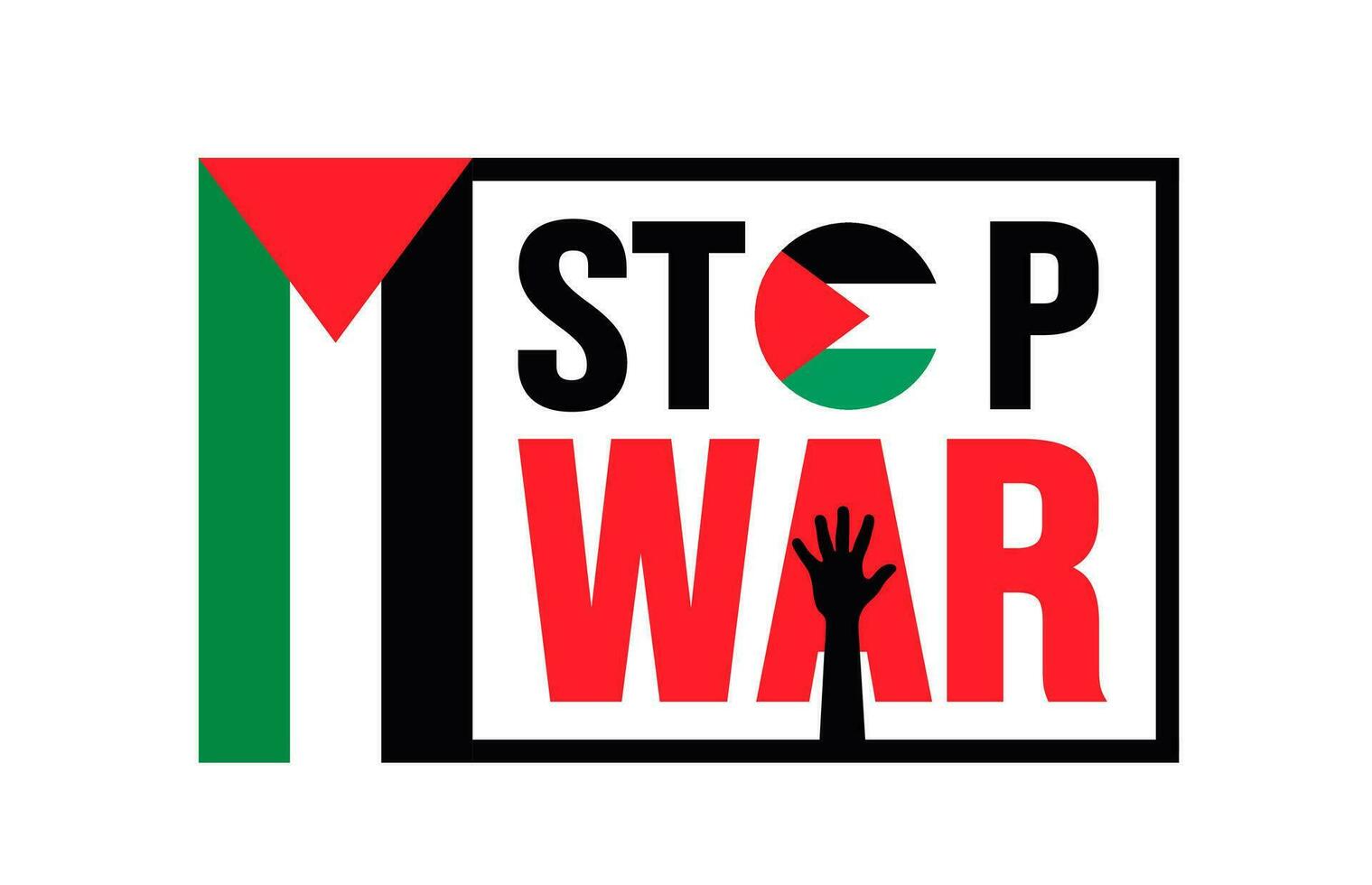 Palestine stop war typography concept background design template with Palestine national flag. vector