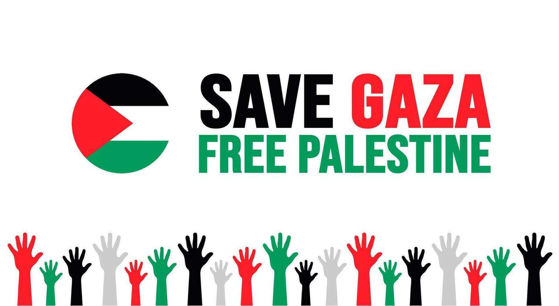 save Gaza free Palestine typography concept background design template with Palestine national flag. vector