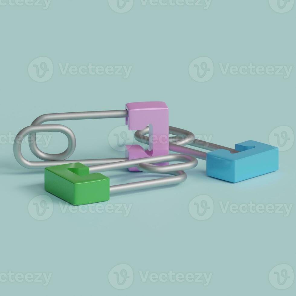3d rendered diaper pins perfect for baby product design project photo
