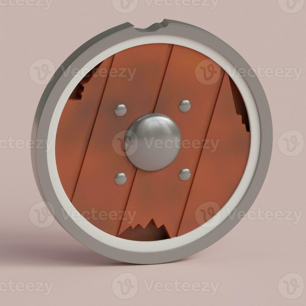 3d rendered round shield perfect for game design project photo