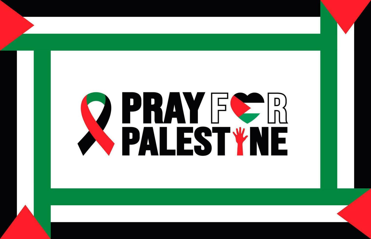 pray for Palestine typography concept background design template with Palestine national flag. vector