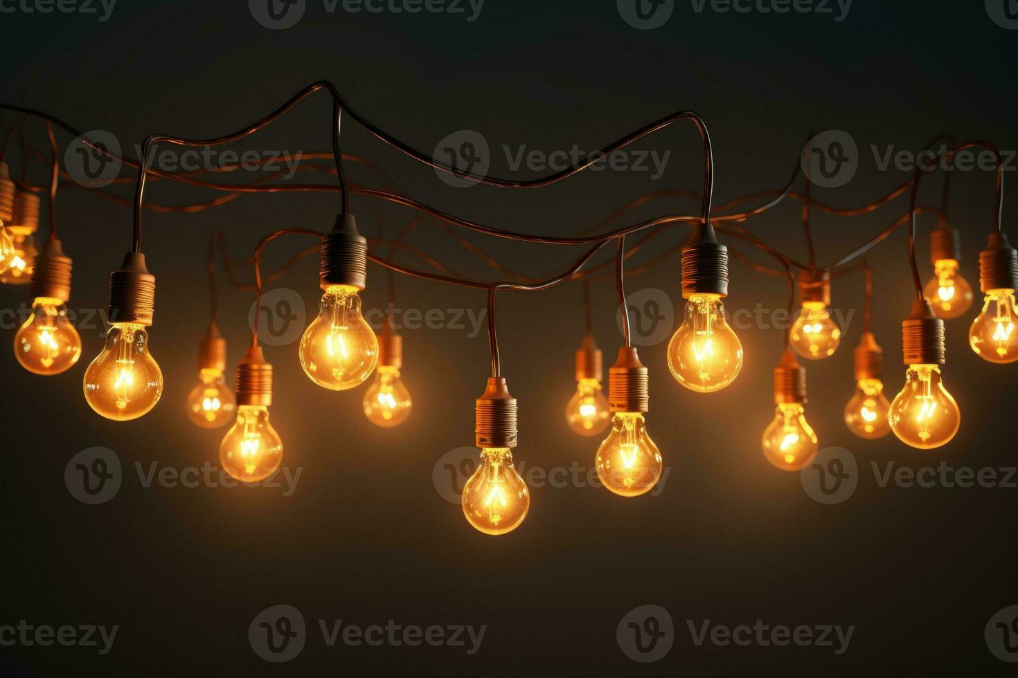 Garland of light bulbs. AI-Generated photo