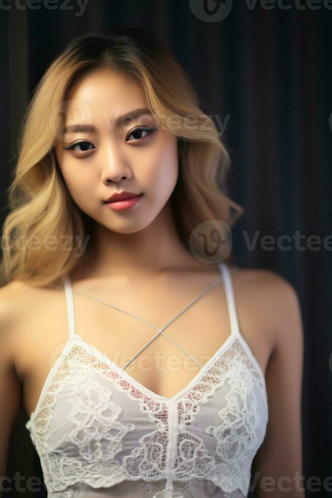Beautiful asian young women delicated face AI Generative photo