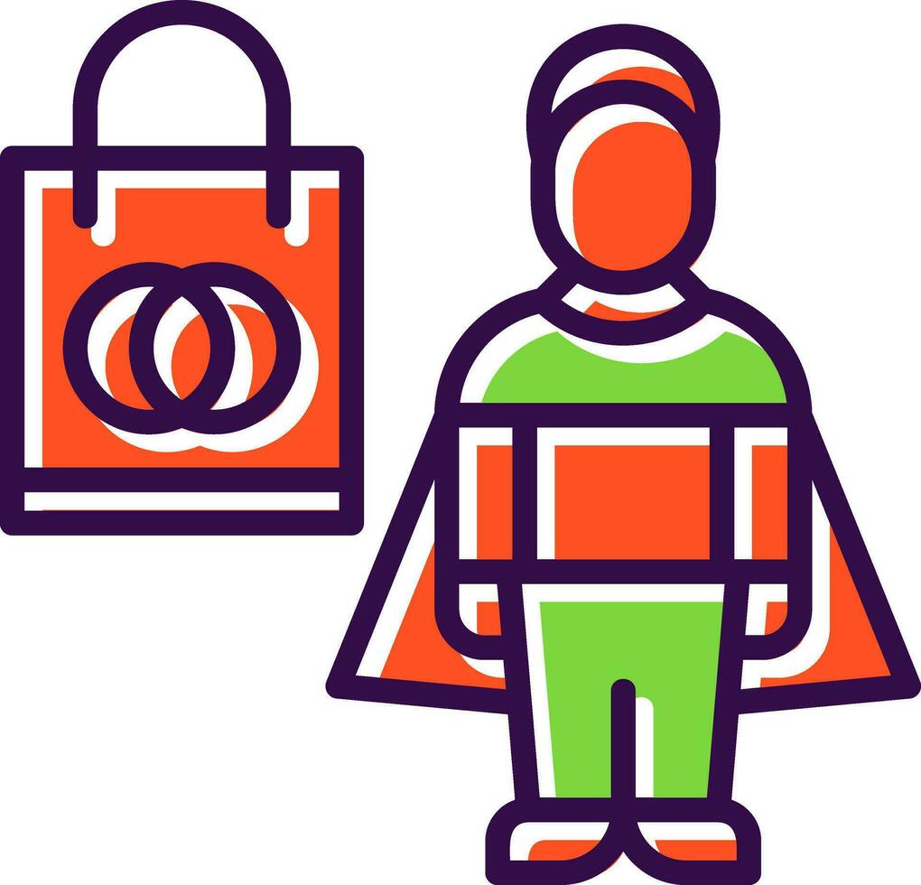 Shopping Superhero Vector Icon Design