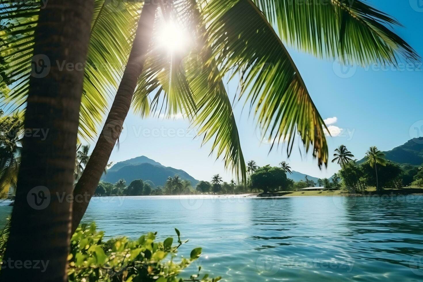 AI Generative Image of sunny tropical landscape photo
