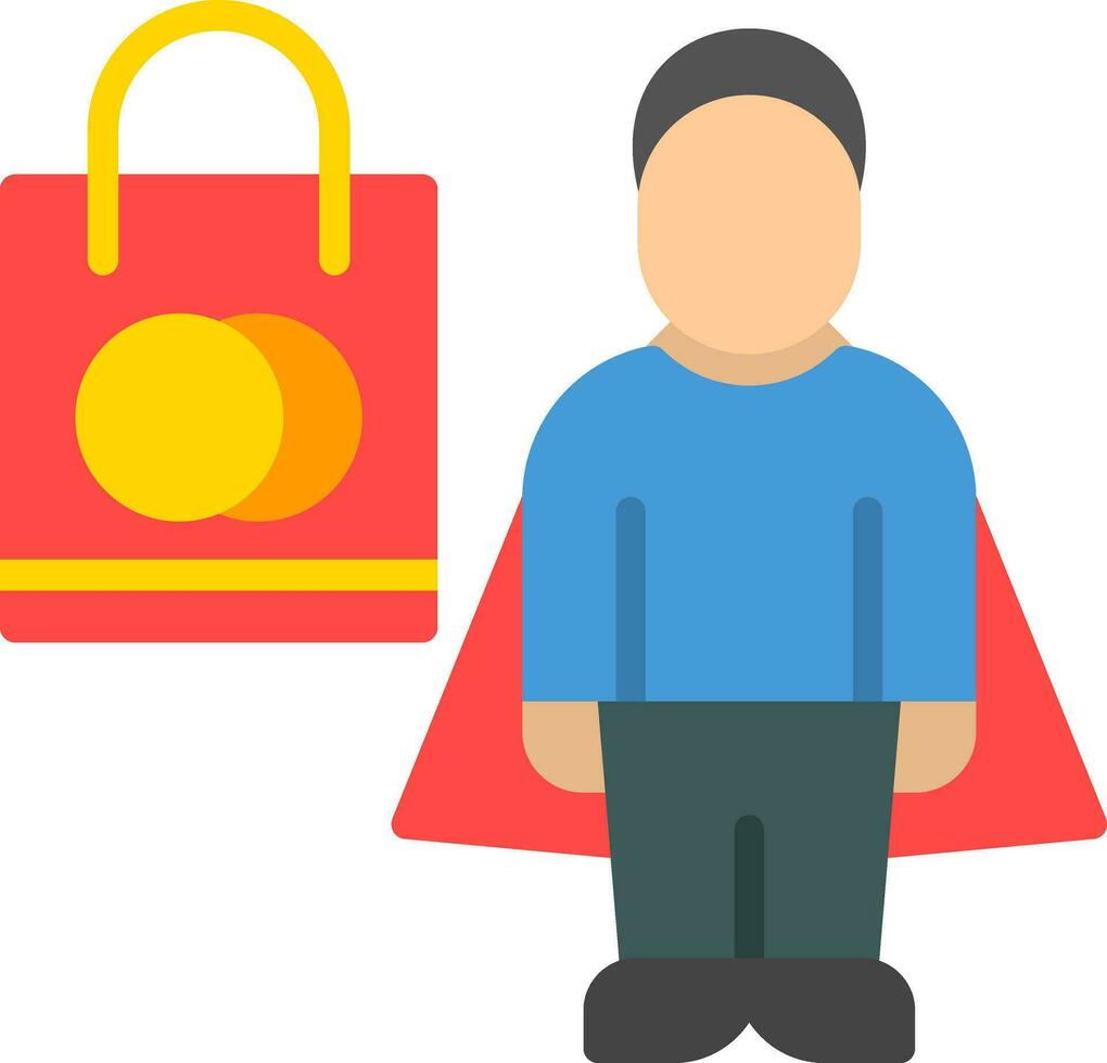 Shopping Superhero Vector Icon Design