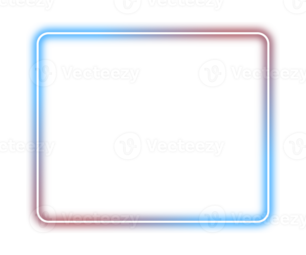 Neon shiny frame png. Glowing frame on transparent background. png