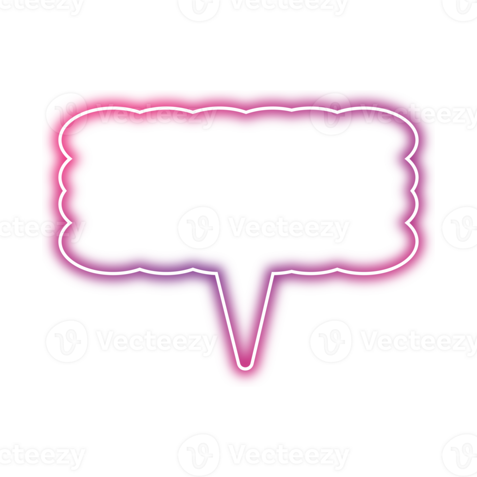 Neon chat bubble png. Glowing speech bubble on transparent background. png