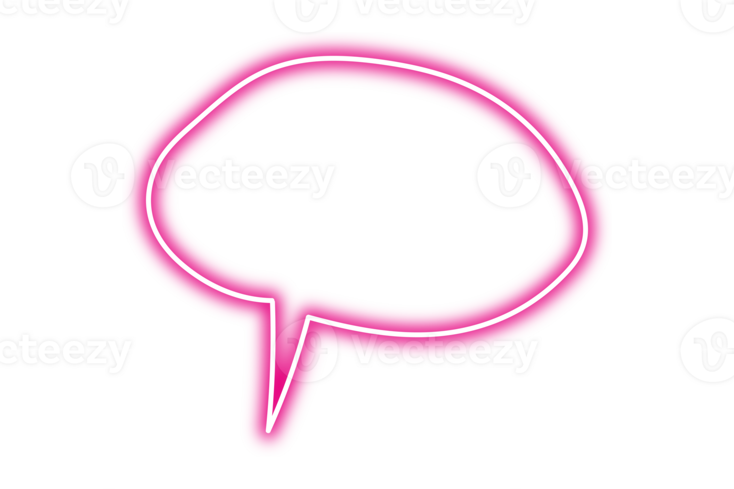 Neon chat bubble png. Glowing speech bubble on transparent background. png