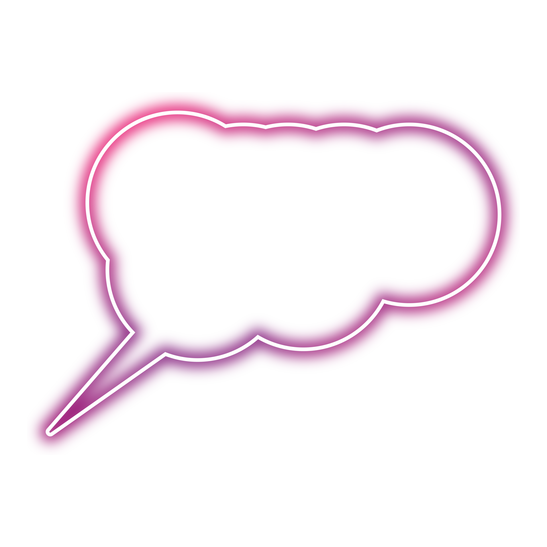 Neon chat bubble png. Glowing speech bubble on transparent background