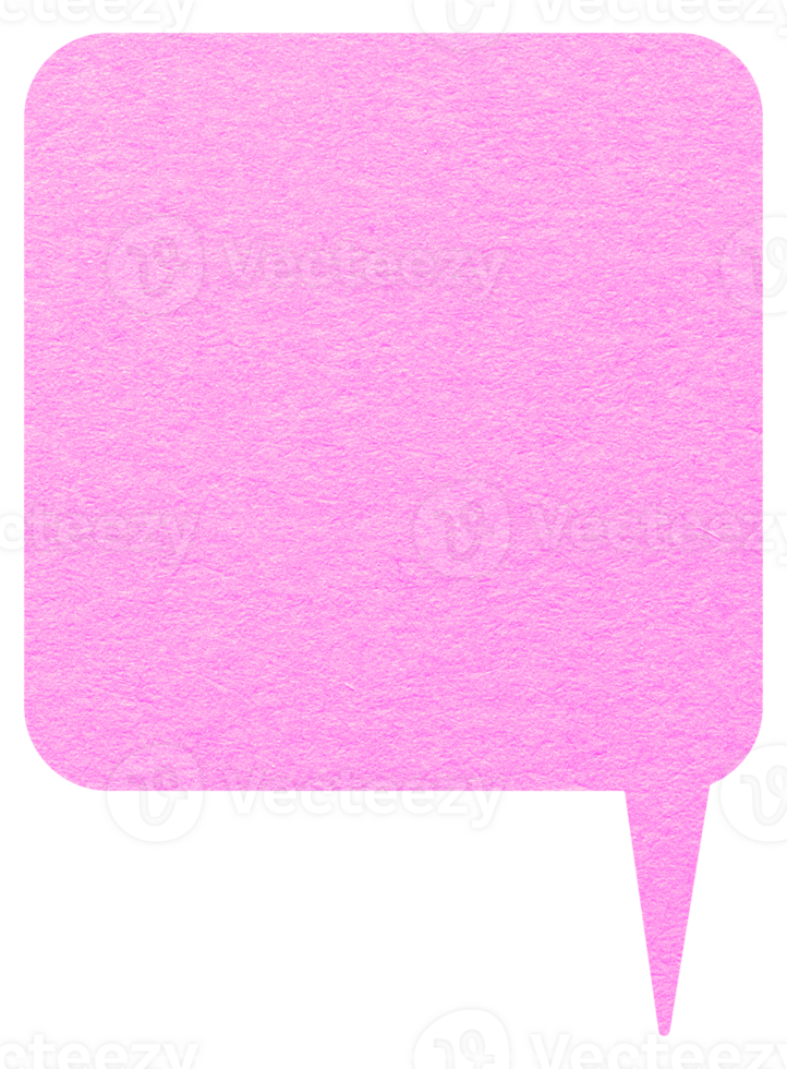 Pink paper speech bubble on transparent background with copy space. Chat balloon png. Communication or comment sign. png