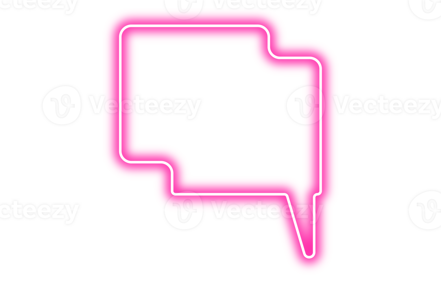 Neon chat bubble png. Glowing speech bubble on transparent background. png