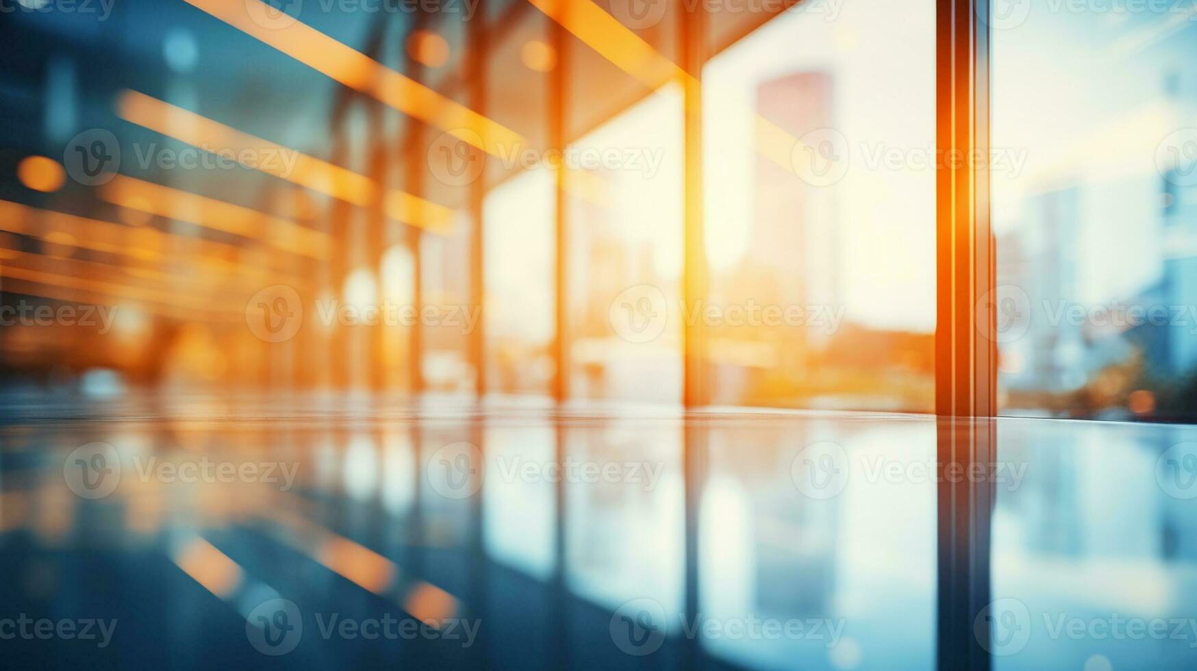 Abstract blurred background office. Defocused architecture blurred motion abstract background. Generative AI photo