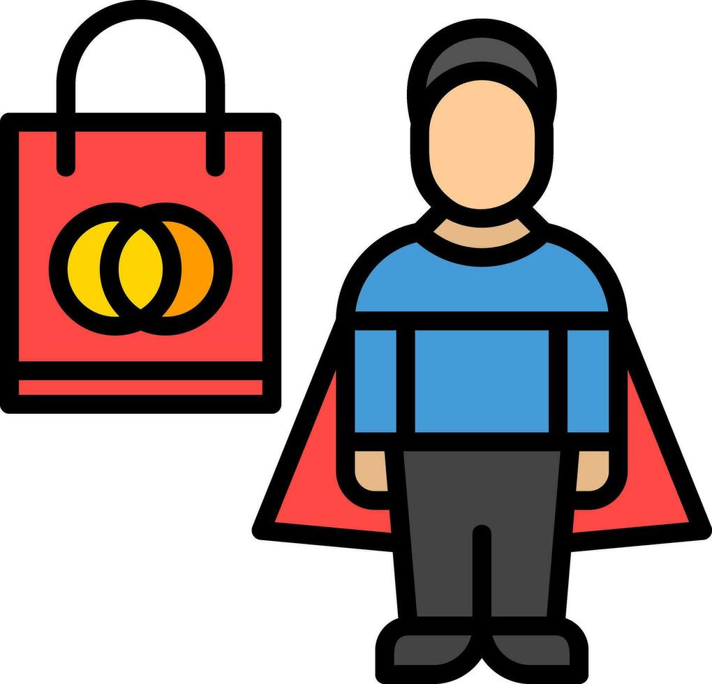 Shopping Superhero Vector Icon Design