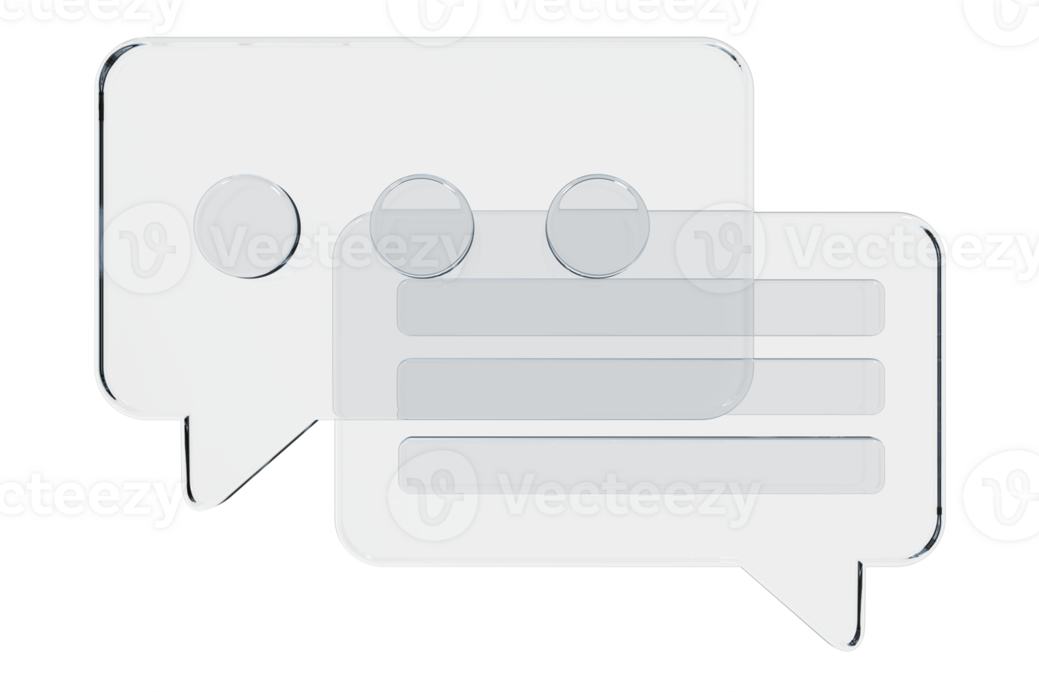 3D speech bubble icon. Empty speech bubble. Chat 3d render. Social media notification icon. Glass morphism style. 3D rendering png