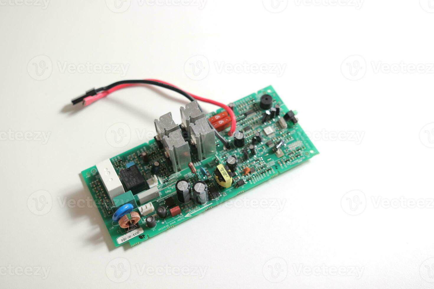 Power Supply modern printed-circuit board with electronic components with transistor. Electrical engineering. photo