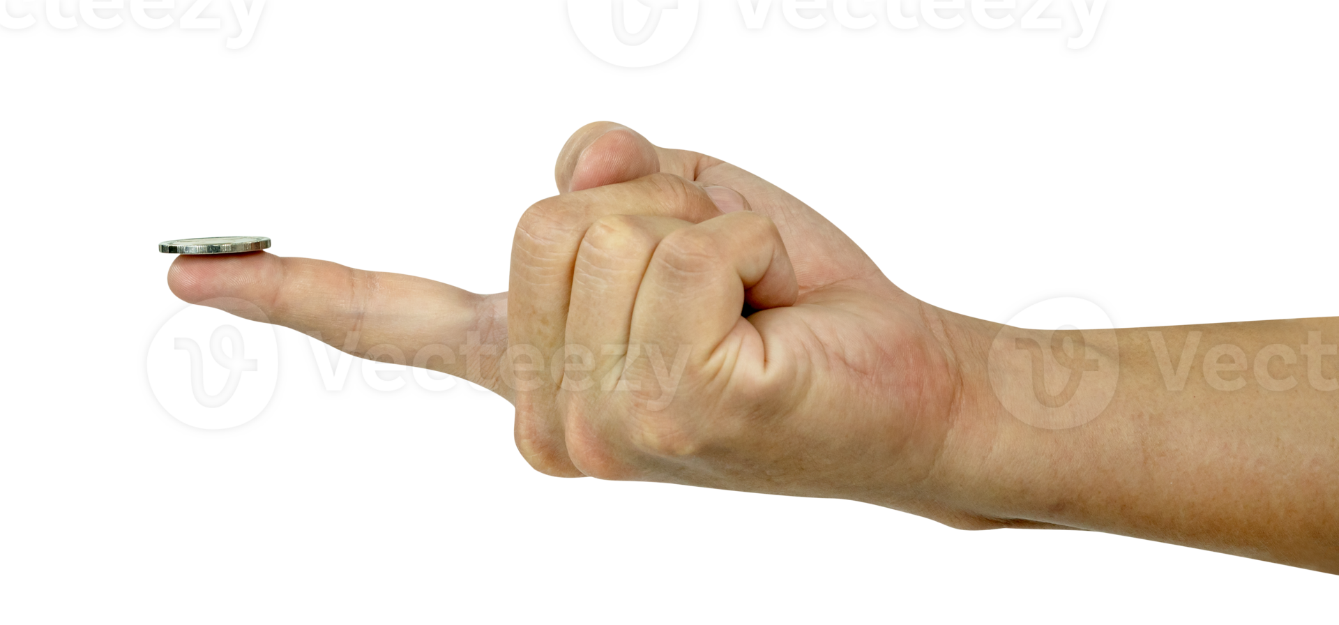Coin on the finger isolated png