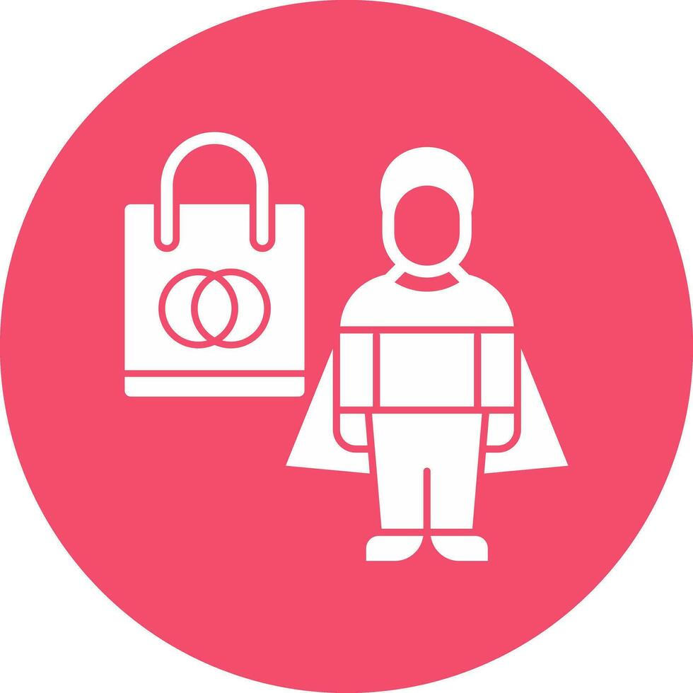 Shopping Superhero Vector Icon Design