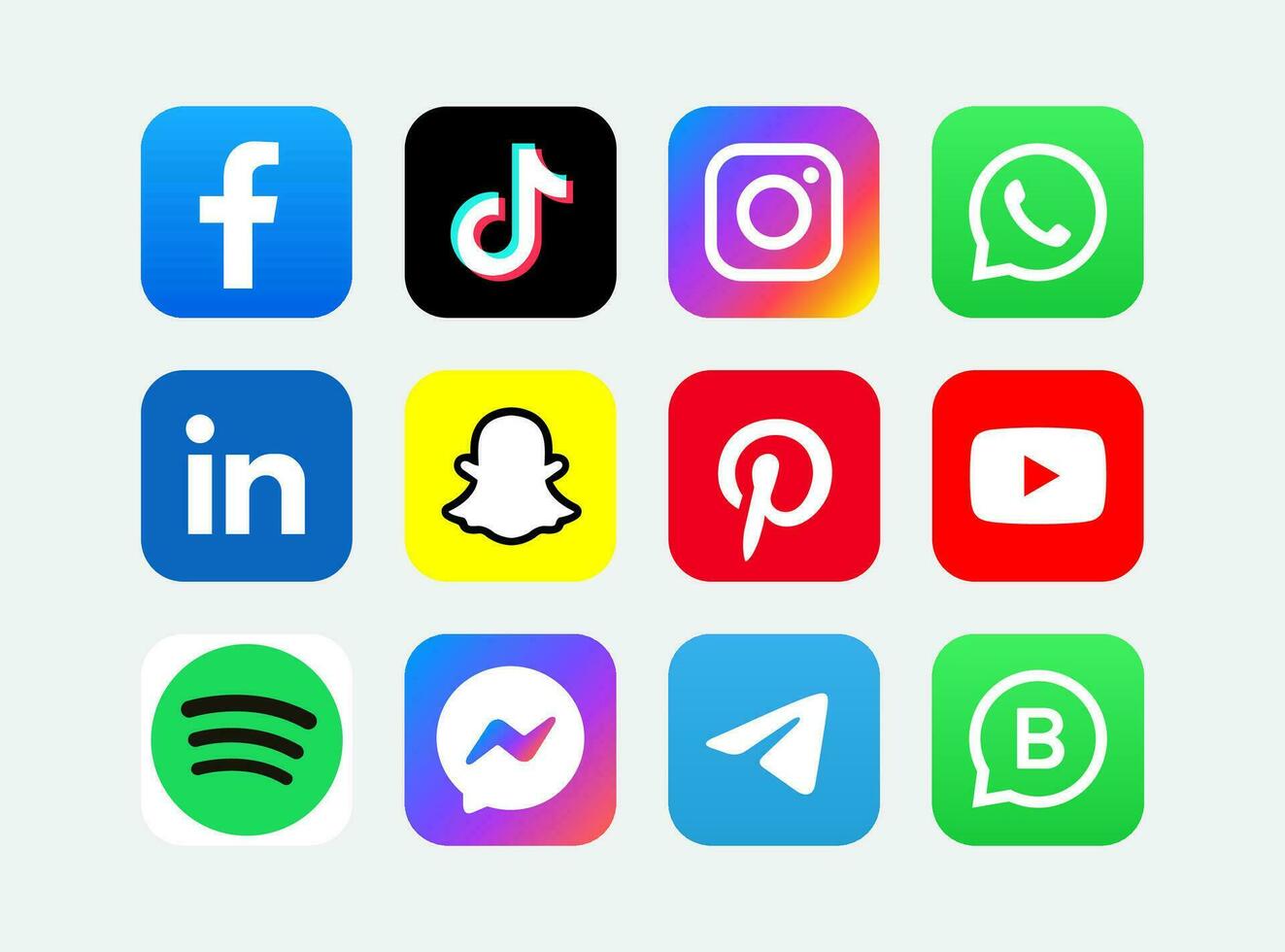 Set of social media icons, editable vector