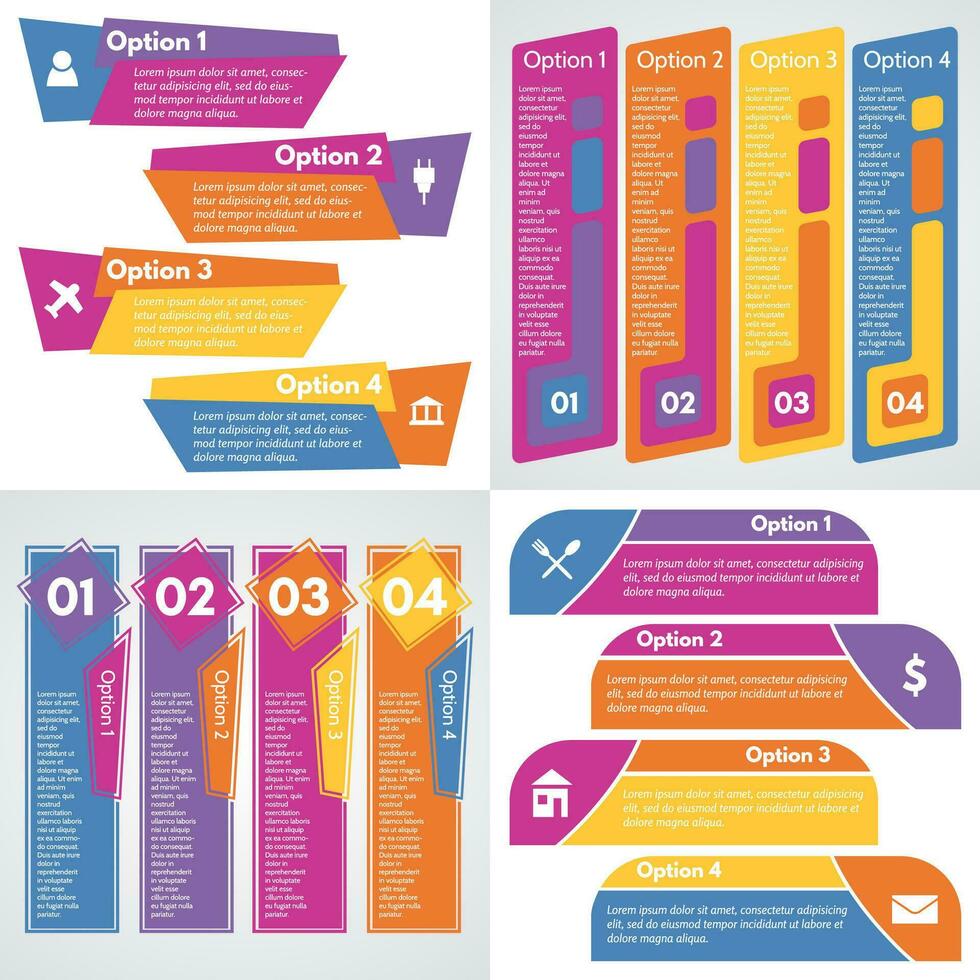 Set of four step by step infographic design template. Vector illustration