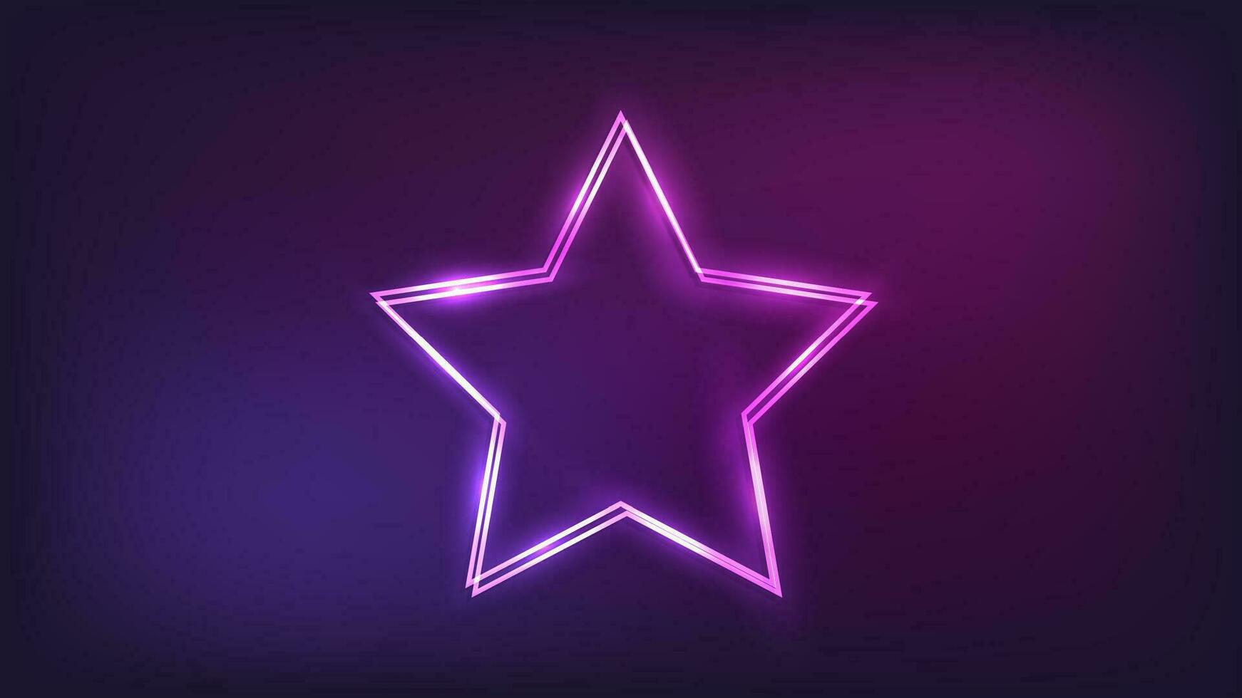 Neon double frame with shining effects vector