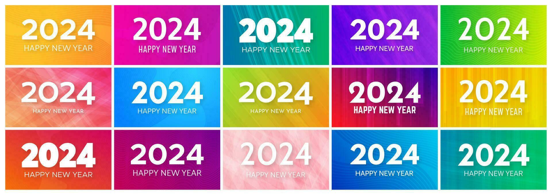 2024 Happy New Year on colorful backgrounds vector