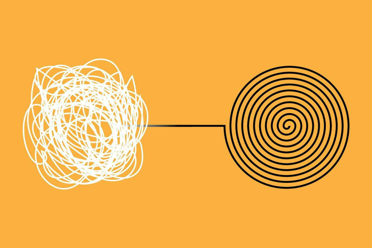 Tangle and untangle, psychotherapy and psychology concept vector line illustration.
