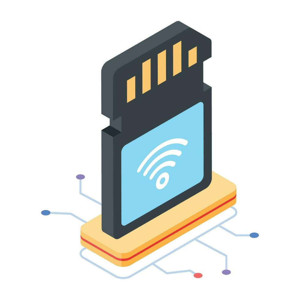 Get this isometric icon of mobile sim card vector