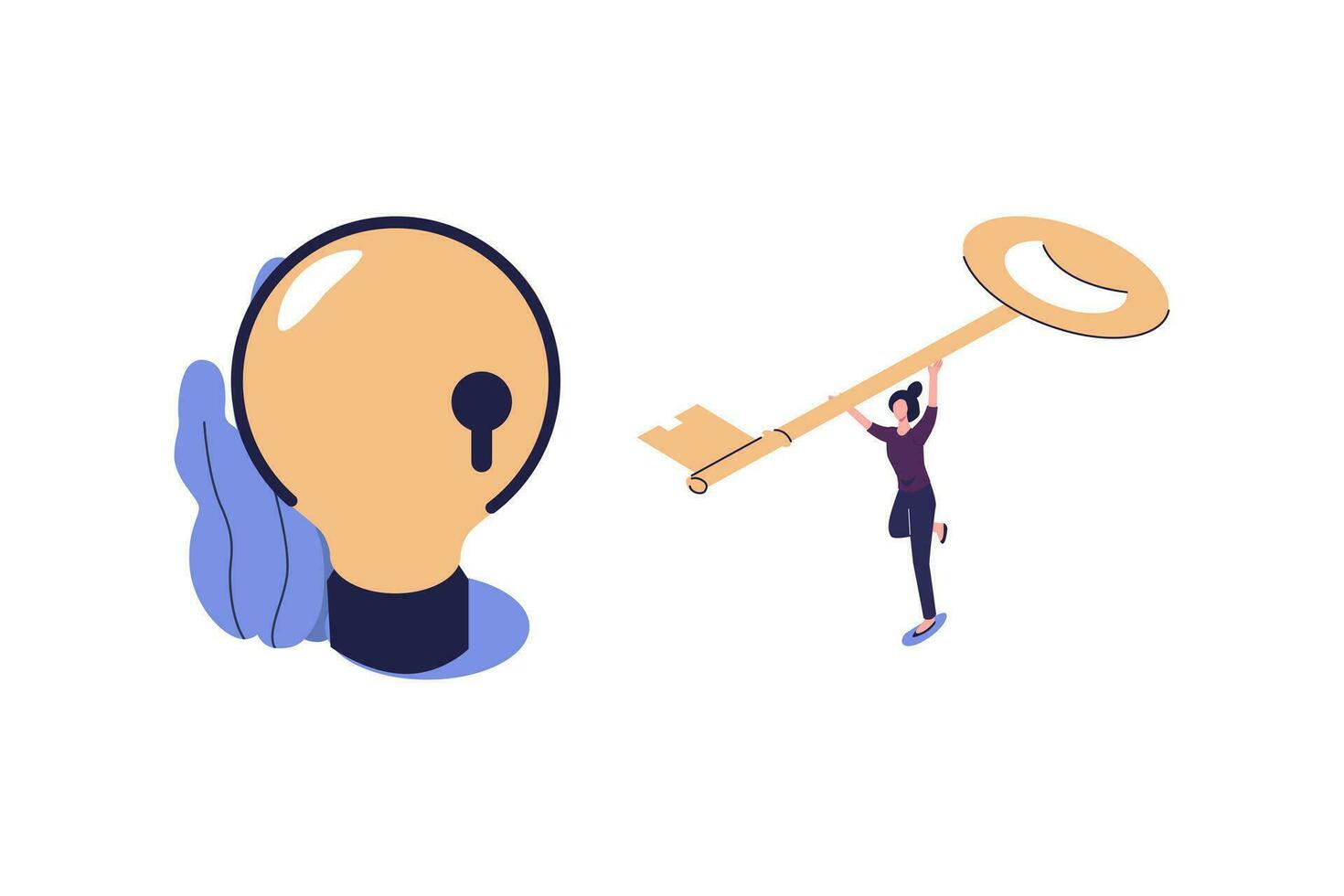 creative concept idea key to success, light bulb energy and symbol, search for new creative thoughts vector