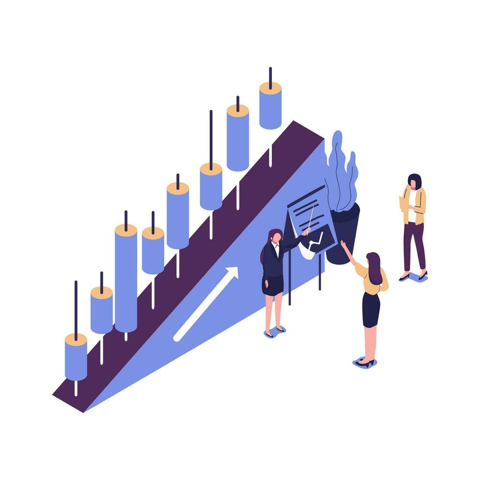 Candlestick chart of the stock market, move up motivation, The way to achieve the goal vector
