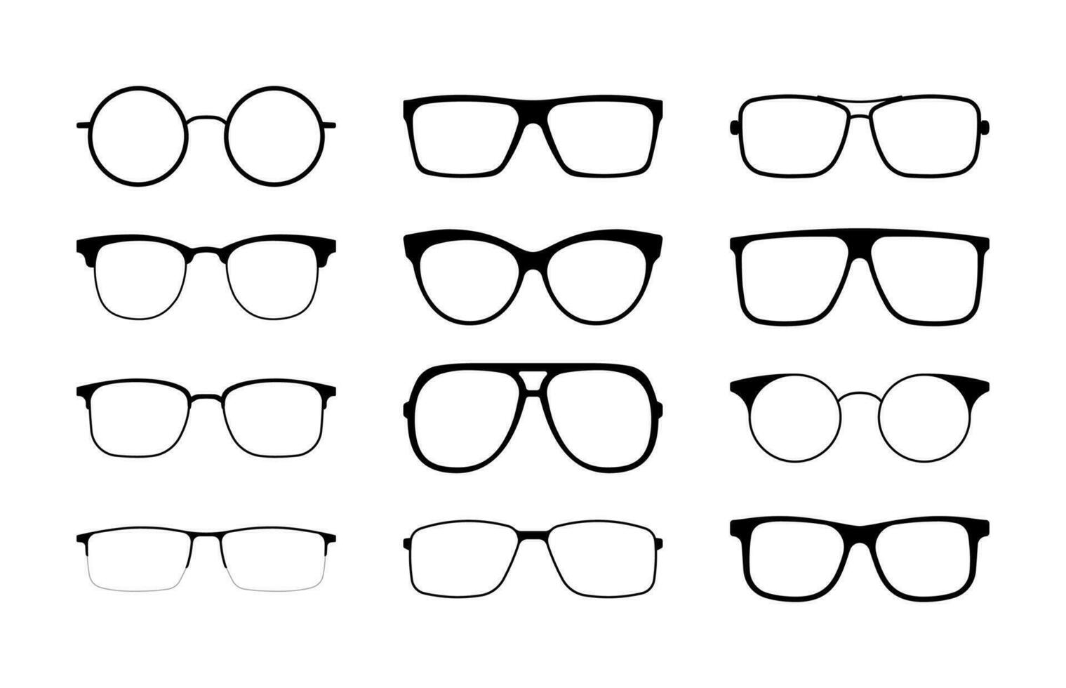 Collection of glasses vector. Glasses silhouette. vector