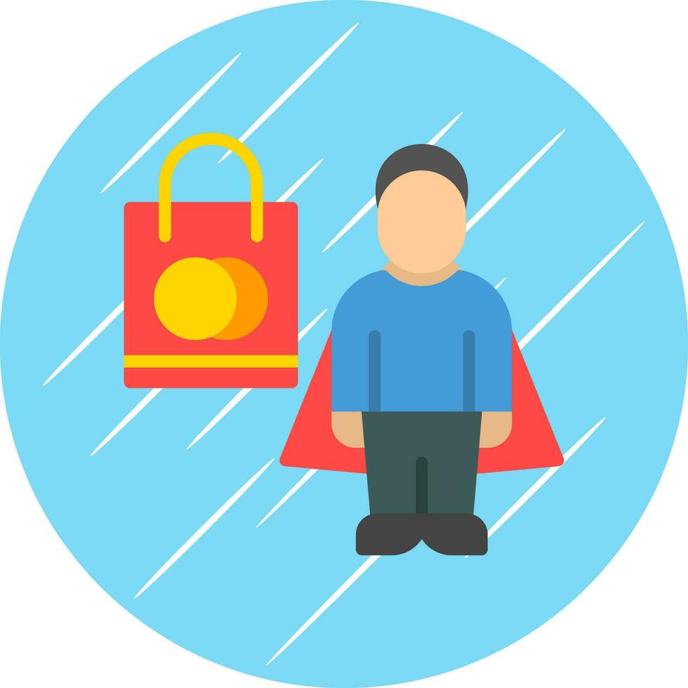 Shopping Superhero Vector Icon Design